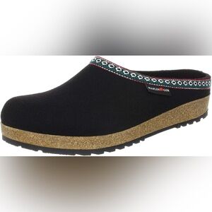 Haflinger Black Classic Grizzly Wool Felted Lagenlook Clogs Size EU 41/ US 10